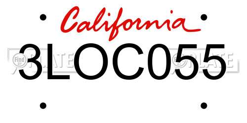 3LOC055 California License Plate