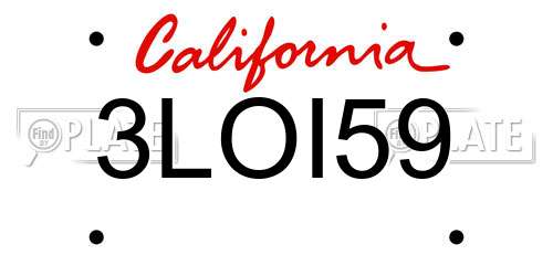 3LOI59 California License Plate