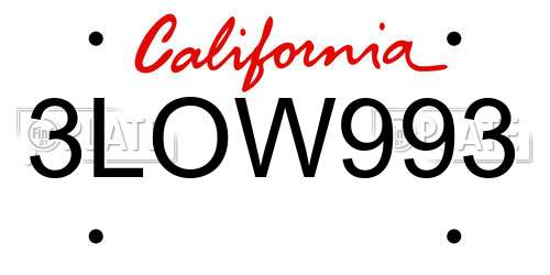 3LOW993 California License Plate