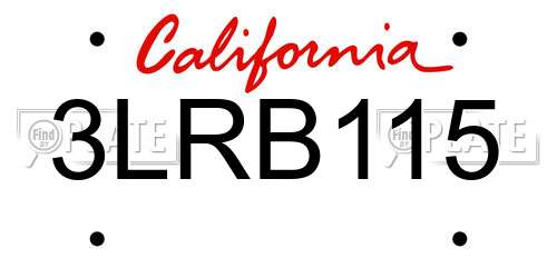 3LRB115 California License Plate