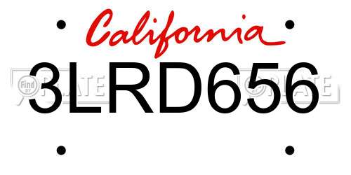 3LRD656 California License Plate