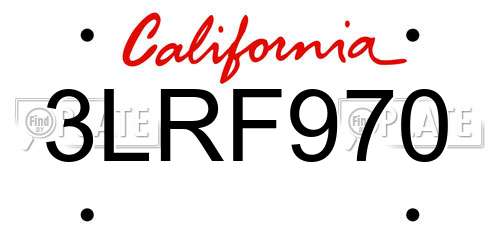 3LRF970 California License Plate