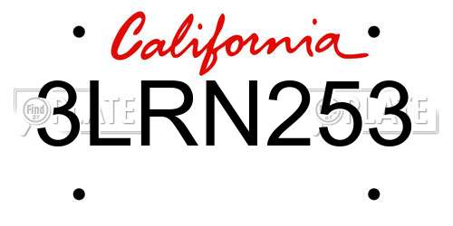 3LRN253 California License Plate