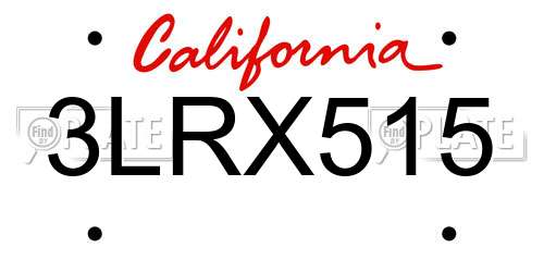 3LRX515 California License Plate