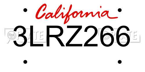 3LRZ266 California License Plate