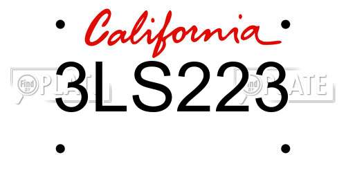 3LS223 California License Plate