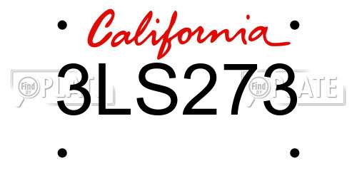 3LS273 California License Plate