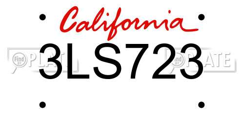 3LS723 California License Plate