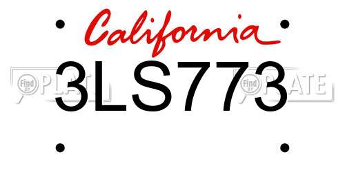 3LS773 California License Plate