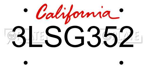 3LSG352 California License Plate