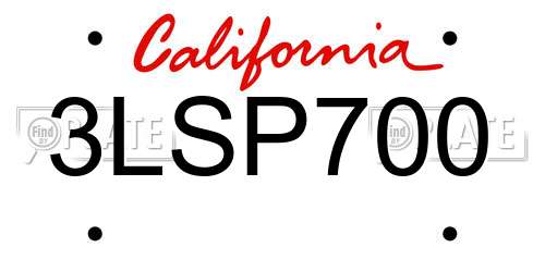 3LSP700 California License Plate