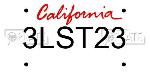 3LST23 California License Plate