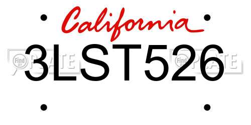 3LST526 California License Plate