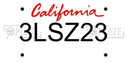 3LSZ23 California License Plate