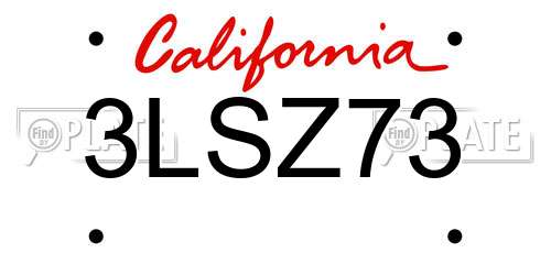 3LSZ73 California License Plate