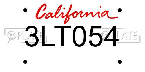 3LT054 California License Plate