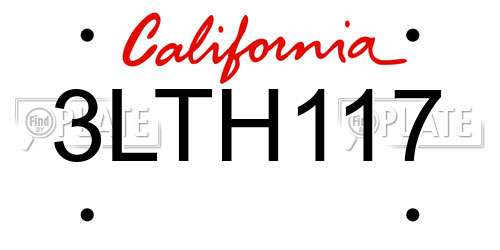 3LTH117 California License Plate
