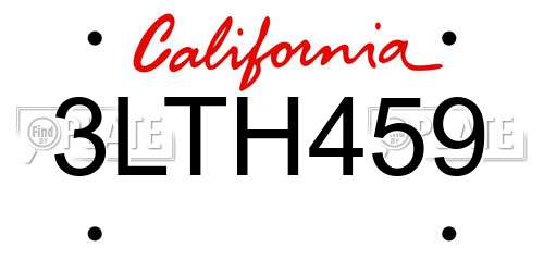 3LTH459 California License Plate