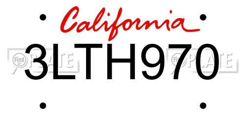 3LTH970 California License Plate