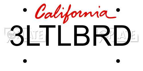 3LTLBRD California License Plate
