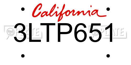 3LTP651 California License Plate