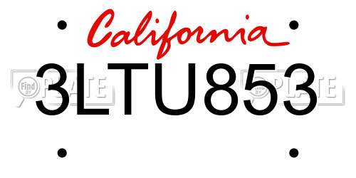 3LTU853 California License Plate
