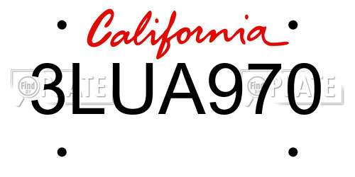 3LUA970 California License Plate