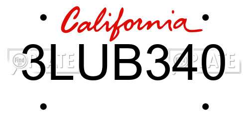 3LUB340 California License Plate