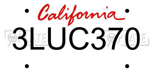 3LUC370 California License Plate