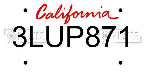 3LUP871 California License Plate