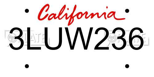 3LUW236 California License Plate