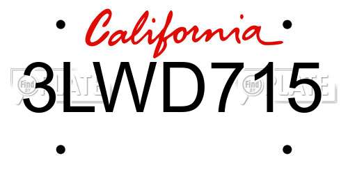 3LWD715 California License Plate