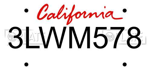 3LWM578 California License Plate