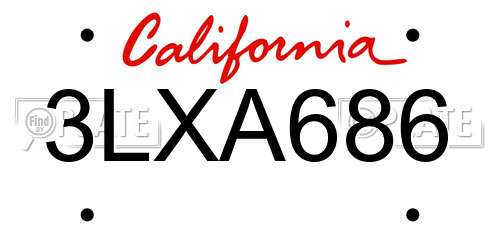 3LXA686 California License Plate