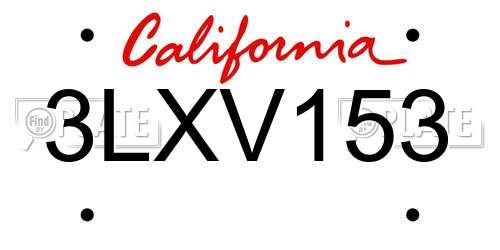 3LXV153 California License Plate