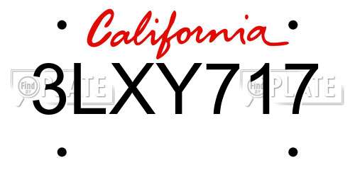 3LXY717 California License Plate