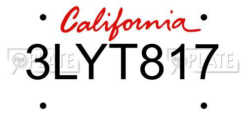 3LYT817 California License Plate
