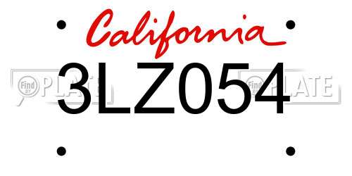 3LZ054 California License Plate