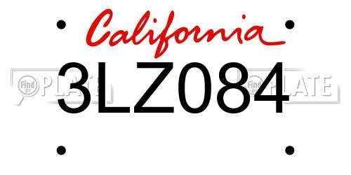 3LZ084 California License Plate