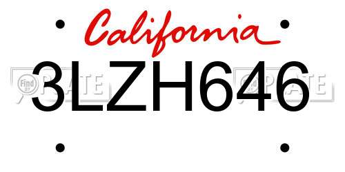 3LZH646 California License Plate