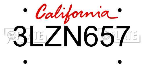 3LZN657 California License Plate