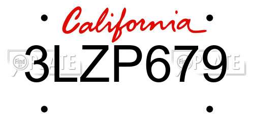 3LZP679 California License Plate