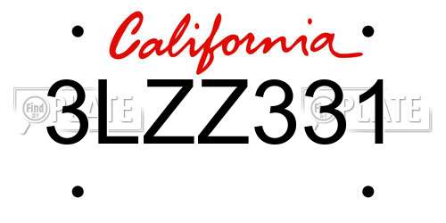 3LZZ331 California License Plate