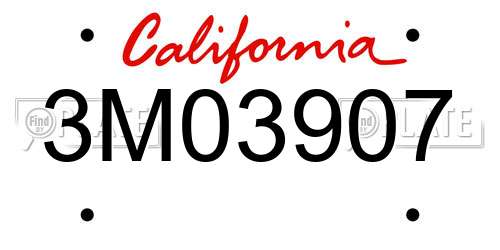 3M03907 California License Plate