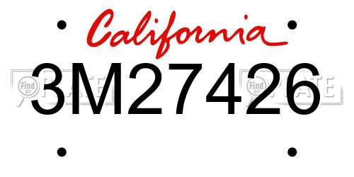 3M27426 California License Plate