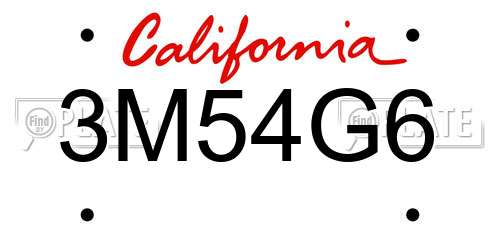 3M54G6 California License Plate