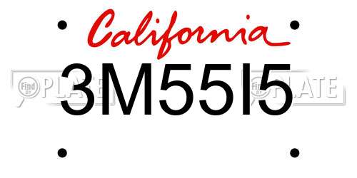 3M55I5 California License Plate