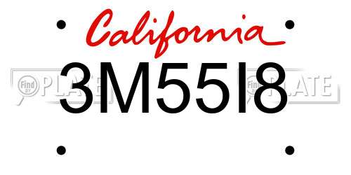 3M55I8 California License Plate