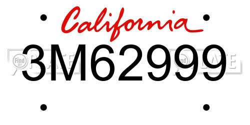 3M62999 California License Plate