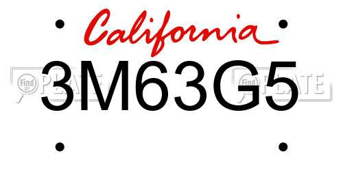 3M63G5 California License Plate